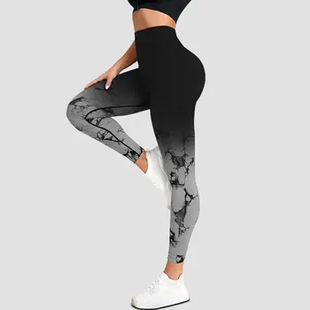 Новые бесшовные градиентные колготки Tie Dye, Женские брюки для йоги с высокой талией, модные обтягивающие эластичные брюки для фитнеса, спортивные брюки