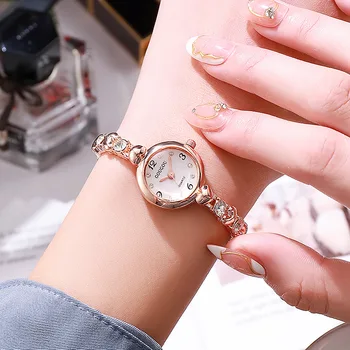 Новые модные Женские часы с Сердечком и Бриллиантом, Простые Студенческие Женские часы-браслет, Кварцевые наручные часы Relojes Para Mujer