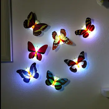 Ночные светильники с бабочками, Наклеиваемые 3D наклейки на стену с бабочками, лампы 1/5 шт., Украшение дома, сделай САМ, Наклейка на стену в гостиной, Освещение