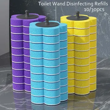 Одноразовые палочки для унитаза, Дезинфицирующие заправки, Фиолетовые Эффективные головки для палочек, Сине-желтые головки для туалетных щеток в форме цветка