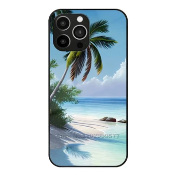 Отдых на пляже 11 Чехол Из закаленного Стекла Для Iphone 14 13 12 11 Pro Xs Max Mini Xr 8 7 6S 5S Case Paradise Качающиеся Пальмы