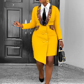 Офисный женский блейзер, африканское платье, модный стиль 3XL, Нерегулярный весенний Асимметричный облегающий костюм, плюс размер, платья Анкары