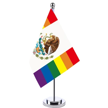 офисный стол размером 14x21 см, небольшой баннер Rainbow Mexico Eagle Meet, конференц-зал, стол для заседаний, подвесные флаги ЛГБТ