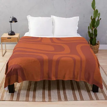 Палм-Спрингс Ретро, середина века, современный абстрактный узор в стиле Mid Mod, ярко-оранжевый плед, Роскошное брендовое одеяло для кемпинга