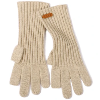 Перчатки из чистого кашемира для женской осенне-зимней защиты от холода. Вязаные перчатки с разделением пальцев и сенсорным экраном