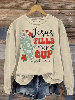 Повседневная толстовка с принтом Pdmcms Apparel Christmas Jesus Fills My Cup