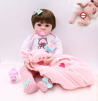 Премиальный Детский Размер 48 СМ Силиконовый Розовый Комплект Одежды Для Свиньи Для Всего Тела Bebe Doll Reborn Doll Водонепроницаемая Кукла Для Ванны Игрушка Рождественский Gfit