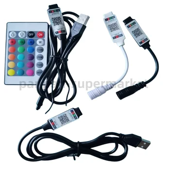 Приложение LED RGB Controller Smart Bluetooth-совместимый Контроллер, 24-клавишный ИК-USB-пульт дистанционного управления для светодиодных Лент SMD 2835 5050 RGB