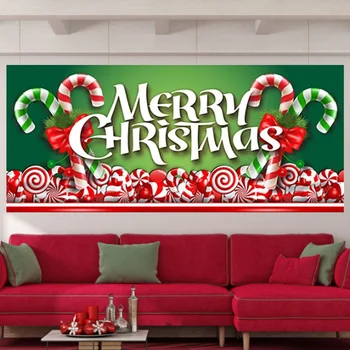 Прямоугольник с Рождественским баннером, Мультяшные Рождественские баннеры на гаражных воротах, Складная Моющаяся декоративная наклейка на наружную дверь.