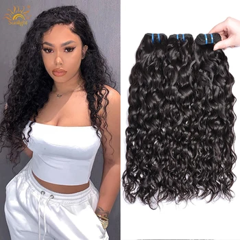 Пучки волос с водной волной, бразильские пучки волос с глубоким вьющимся 30-дюймовым наращиванием Remy для чернокожих женщин, пучки человеческих волос