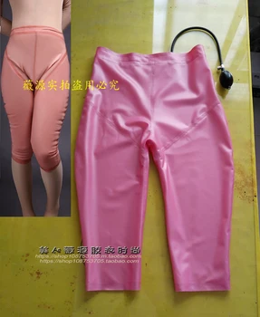 Сексуальные Розовые Резиновые Латексные Надувные брюки Фетиш-шорты Брюки на заказ