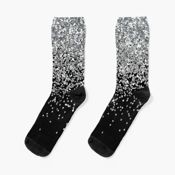 Серебряные блестящие носки подарочные компрессионные чулки Женские Носки для мужчин Женские