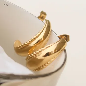 Серьги-кольца в форме купола для женщин, серьги-кольца в форме полумесяца C из нержавеющей стали, оптовые товары, прямая поставка, модные женские украшения 2021