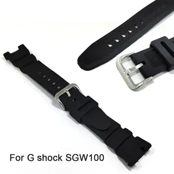 Силиконовый ремешок для наручных часов, водонепроницаемый ремешок для спортивных часов C-asio SGW-100 G Shock, браслет, черный