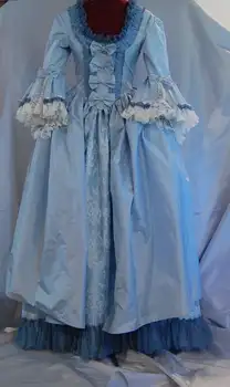 Синее платье в стиле рококо, средневековое викторианское бальное платье королевы Елизаветы эпохи Возрождения, карнавальный костюм для косплея на Хэллоуин