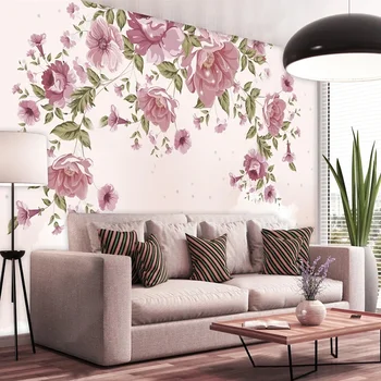 Скандинавские современные Простые фотообои с розовыми цветами, обои для гостиной, телевизор, диван, Роскошный Домашний декор, Водонепроницаемая настенная ткань 3D Fersco