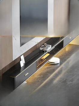 Современная минималистичная Настенная Узкая небольшая гостиная, роскошный журнальный столик с каменной панелью, комбинированный настенный шкаф