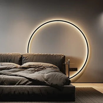 Современный декор, светодиодный настенный светильник для спальни, гостиной, дома, Скандинавский дизайн, Круглое кольцо, USB-бра для помещений, осветительный прибор