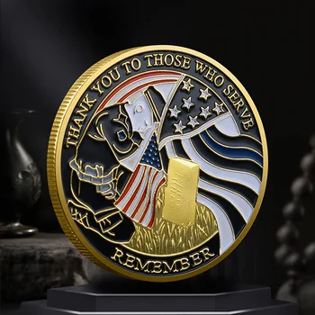 Спасибо за тех, кто служит НАМ, Монета Военного вызова, Честность, уважение, Ветеран службы, Памятный значок Совениора