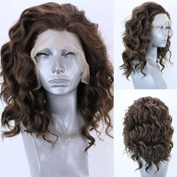 Темно-коричневые парики AIMEYA Объемная волна Синтетические парики на кружеве спереди для женщин, свободные части, красочные парики для косплея