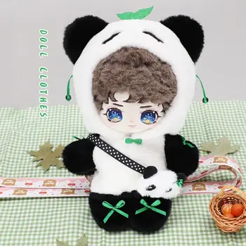 Хлопчатобумажная плюшевая кукольная одежда, боди, костюм, мультяшные хлопчатобумажные куклы, черно-белая панда, сумки в форме панды, 20 см Хлопчатобумажная кукла