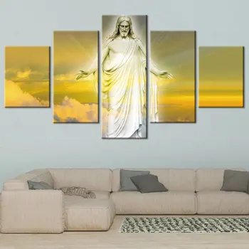 Художественный коллаж из портрета христианского Иисуса, Фоновые Декоративные картины HD, 5 предметов, Религиозный настенный художественный плакат, Домашний декор
