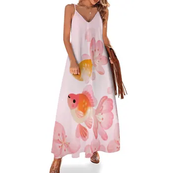 Цветущая вишня золотая рыбка 1 платье без рукавов платье для женщин 2023 женские модные платья