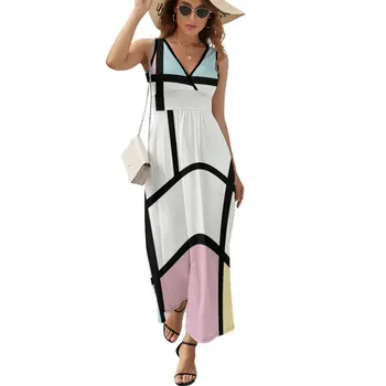 Платье без рукавов в пастельном стиле Mondrian, Женское летнее платье, свадебные платья для женщин, повседневные платья