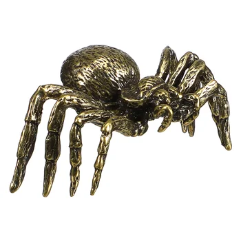 Фигурка паука на Хэллоуин, металлическая модель паука, латунный орнамент в виде паука, предметы для рабочего стола, животные, украшения для столешницы, декоративные поделки